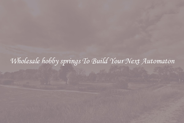 Wholesale hobby springs To Build Your Next Automaton